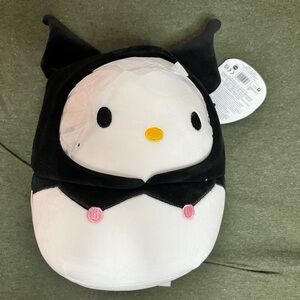 Hello Kitty Dresses as Kuromi Squishmallow - Black and White